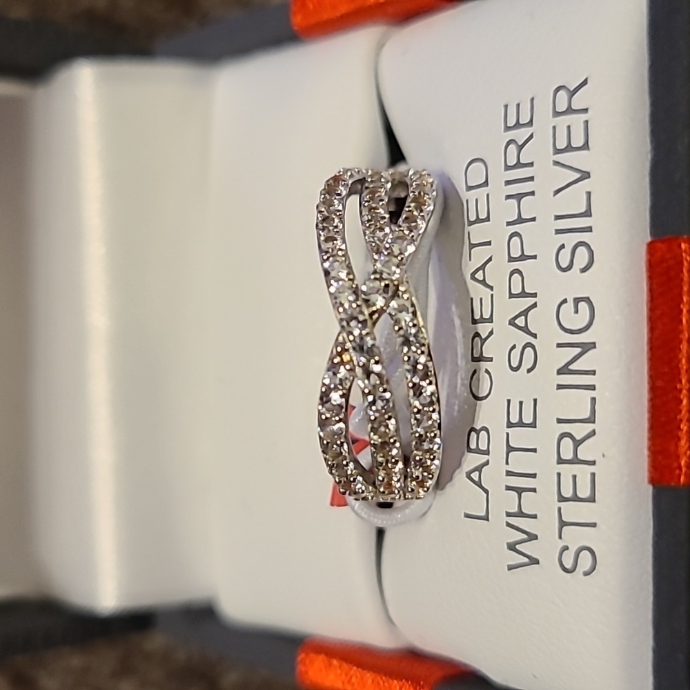 FINE JEWELRY WHITE SAPPHIRE STERLING SILVER RING SIZE 7